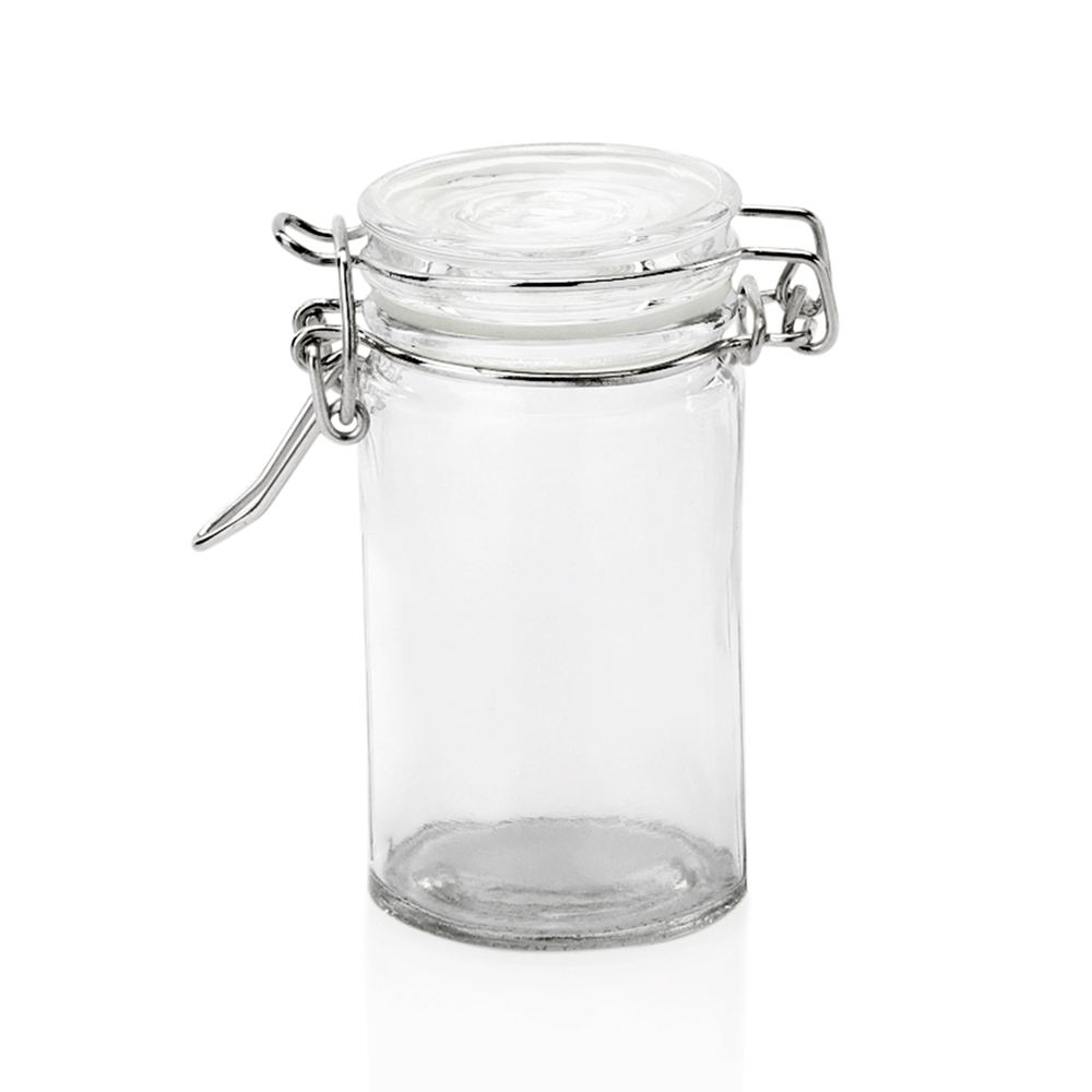 WAS Bügelverschlussglas Set, 75ml , Ø 4,5 cm, Set á 6 Stück, Glas, Edelstahl