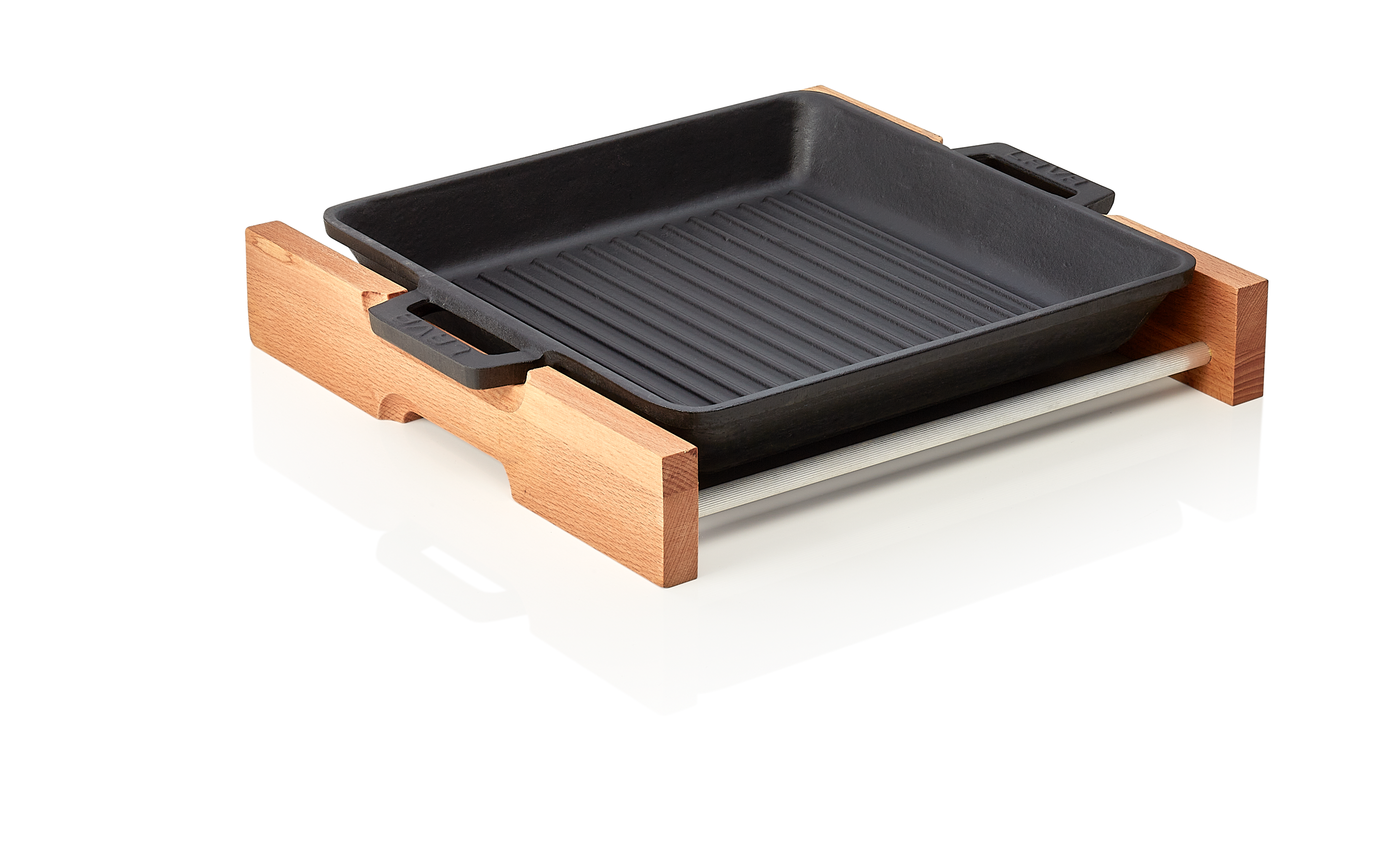 WAS Grill-/Servierpfanne 26 x 26 x 4 cm Holz/Gusseisen