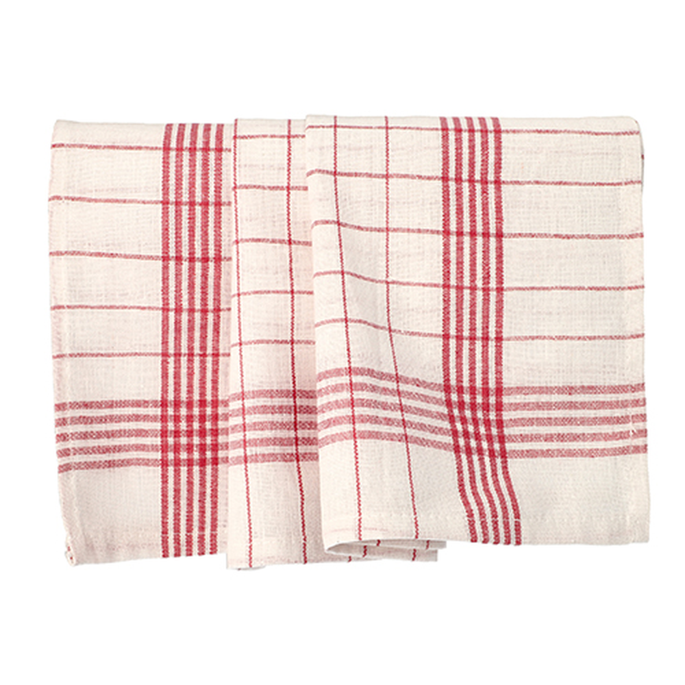 Papstar Geschirrtücher 70 cm x 50 cm weiss/rot "Baumwolle"