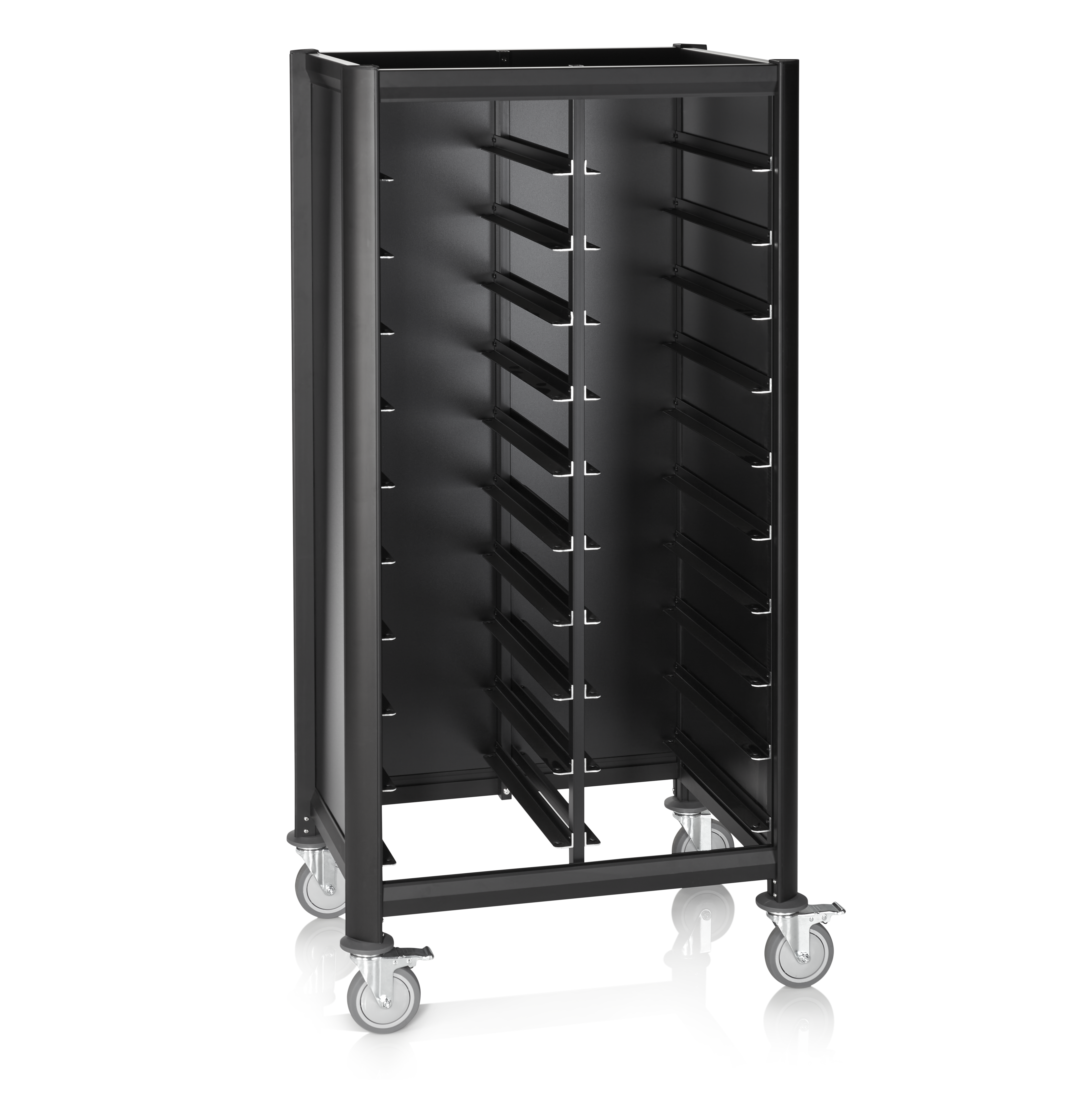 WAS Tablettwagen DOUBLE GN 1/1 MENSA BLACK, für 2 x 10 Tabletts, schwarz, 60 x 8