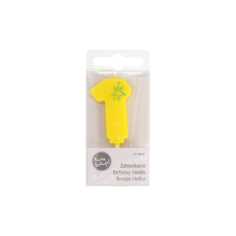 Papstar Zahlenkerze, Mini 6,8 cm gelb "1"