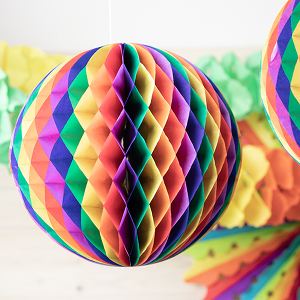 Papstar Wabenball Ø 30 cm "Rainbow" schwer entflammbar