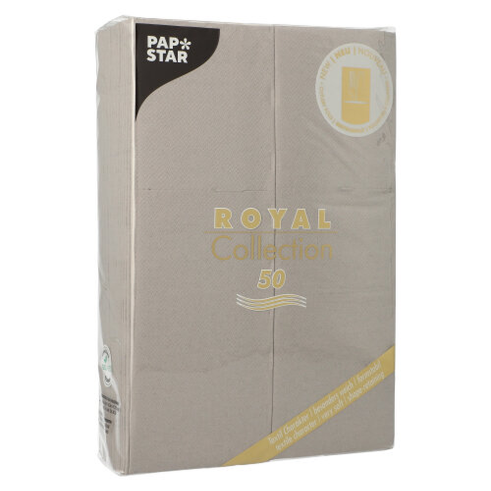 Papstar Servietten "ROYAL Collection" 48 cm x 30 cm grau mit Besteckfalz