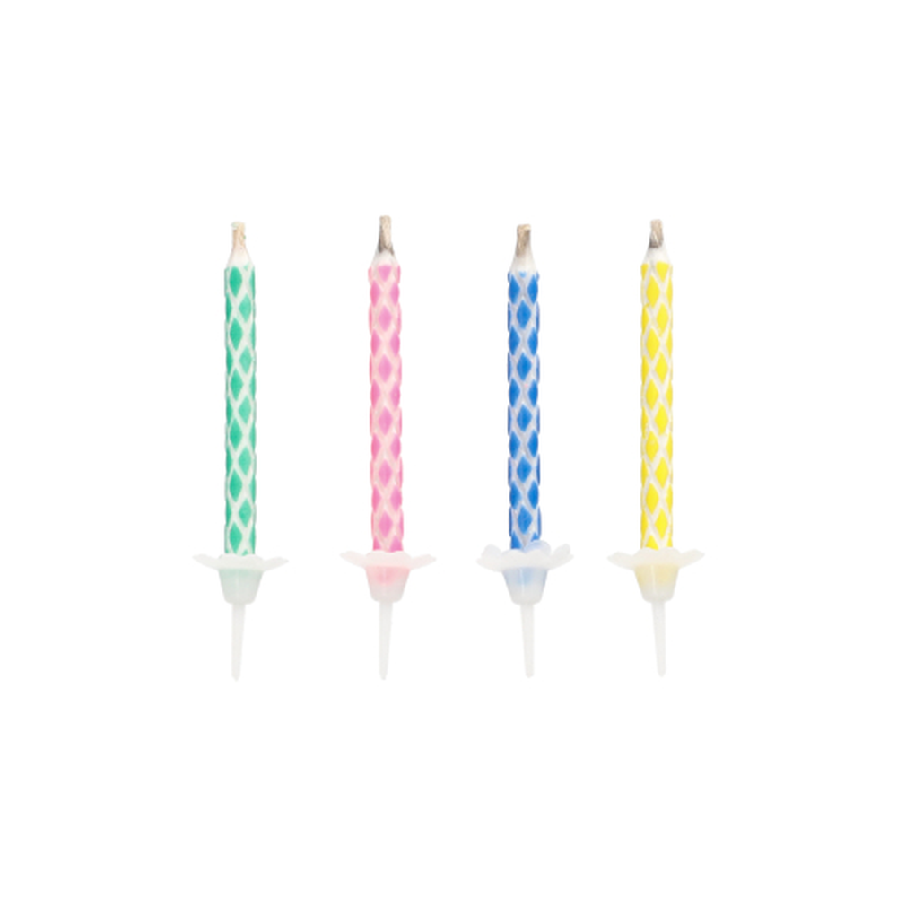 Papstar Magic-Kerzen mit Halter 6 cm farbig sortiert