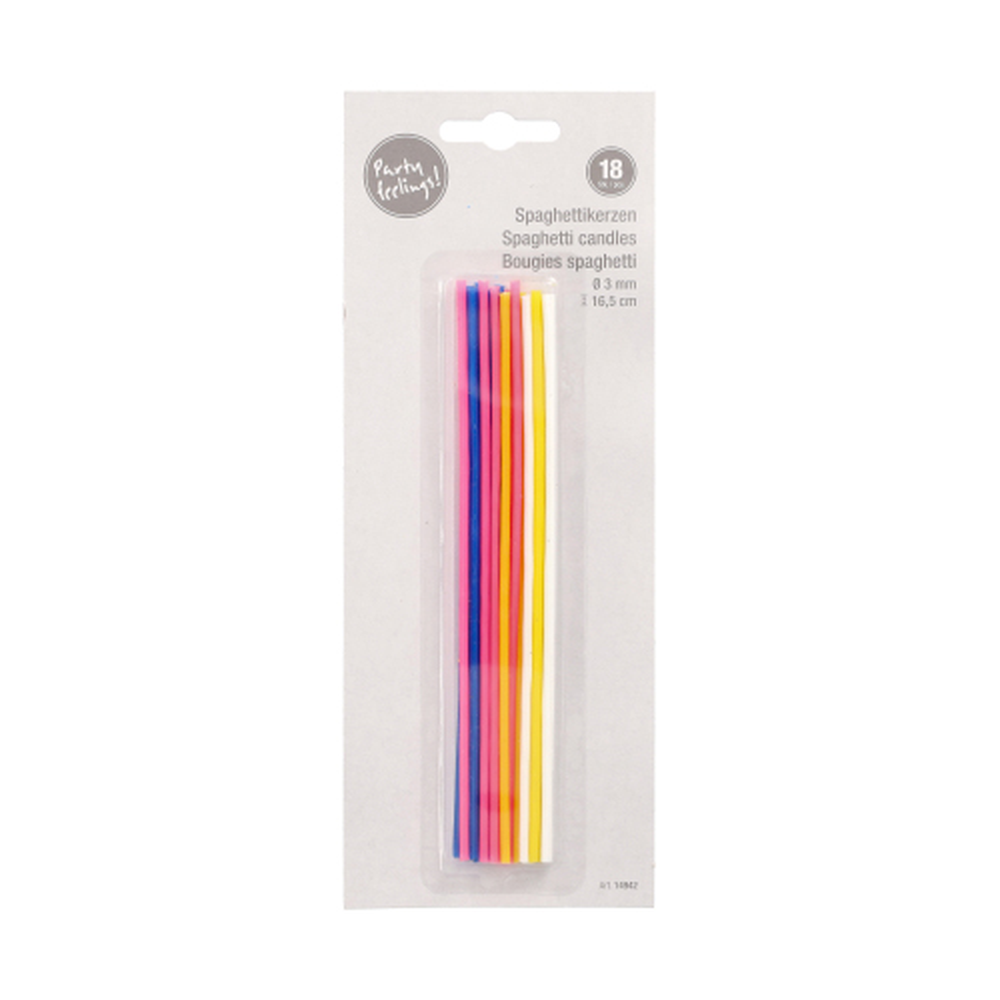 Papstar Spaghettikerzen Ø 3 mm · 16,5 cm farbig sortiert