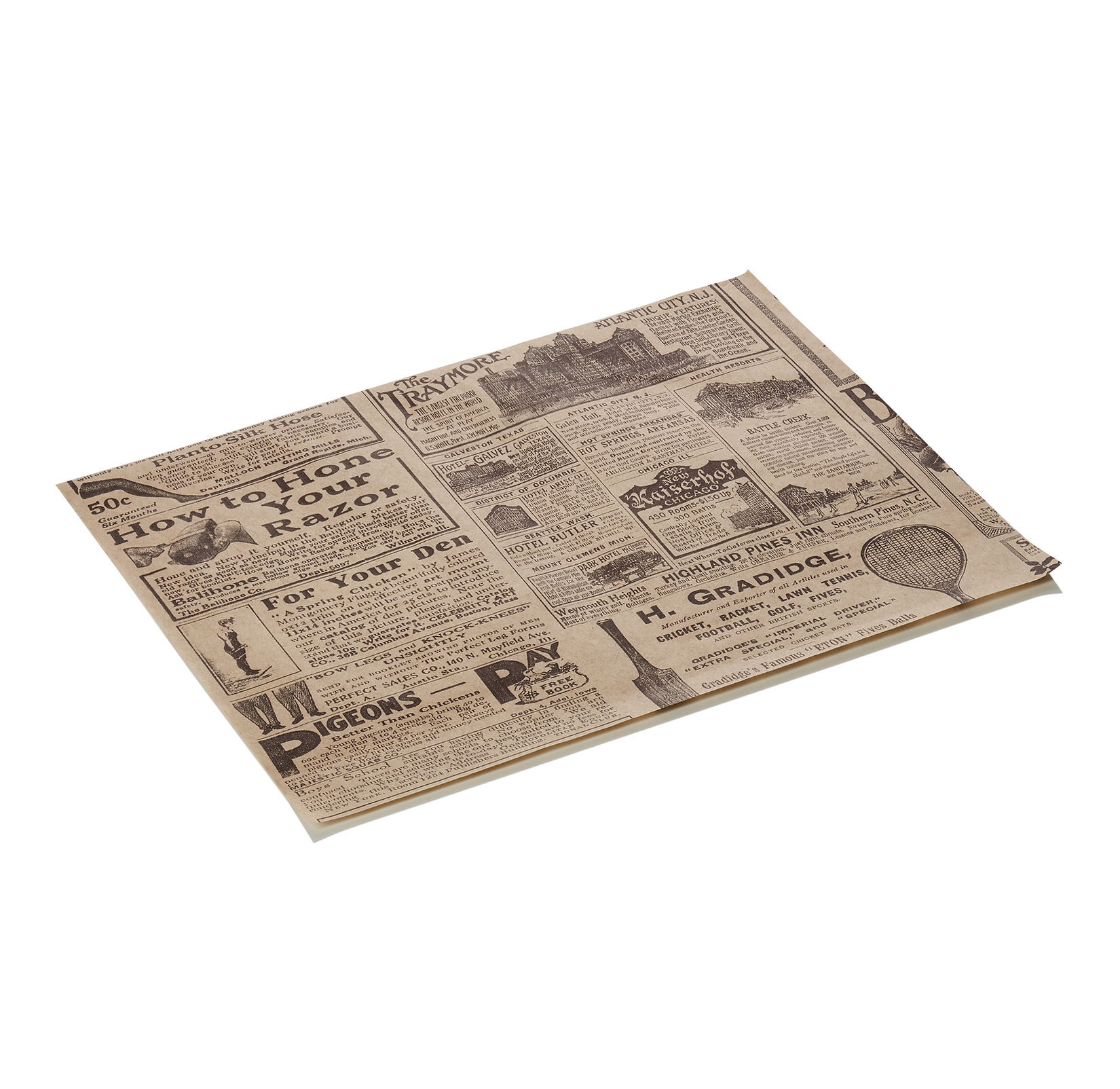 WAS Burgerpapier Times Brown Set WRAP & GO, 25 x 20 cm, Set á 1000 Stück, Fettpa