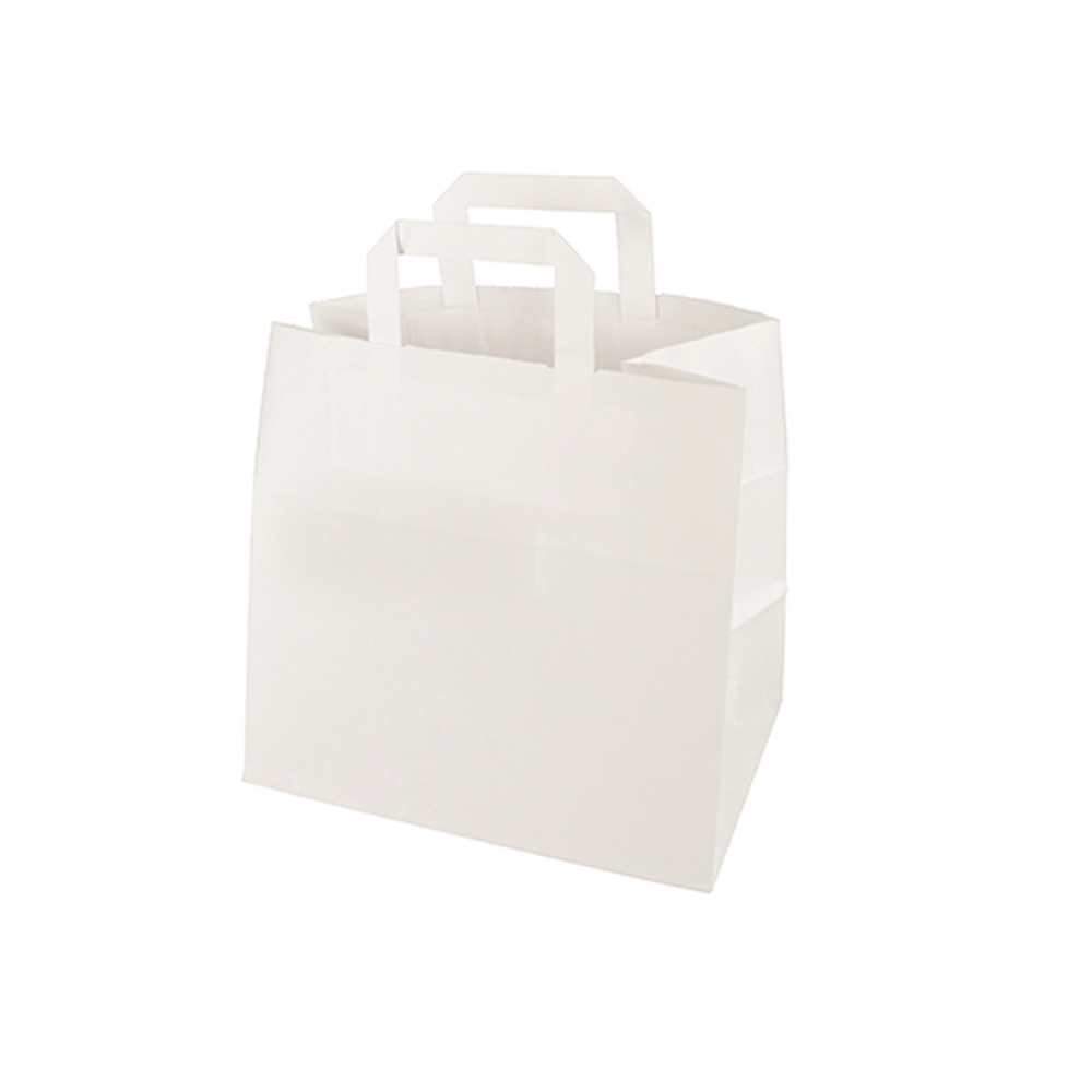 Papstar Tragetaschen, Papier 25 cm x 26 cm x 17 cm weiss mit Tragegriff