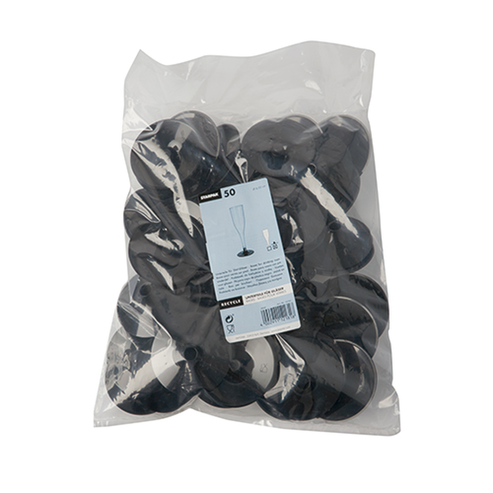 Papstar Unterteile für Stiel-Gläser, PS rund Ø 6,55 cm · 2,05 cm schwarz