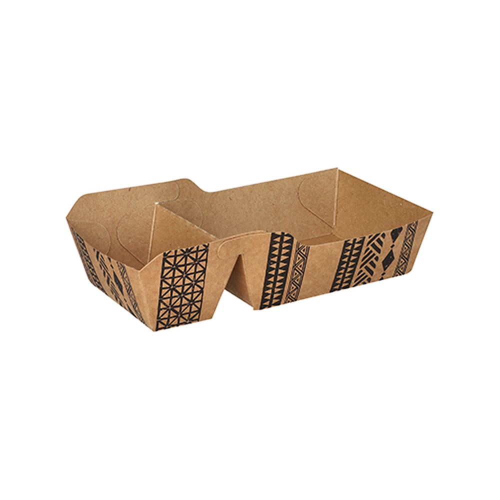 PAPSTAR Pommes-Frites-Trays, Pappe 2-geteilt 3,5 cm x 7 cm x 14,3 cm braun 