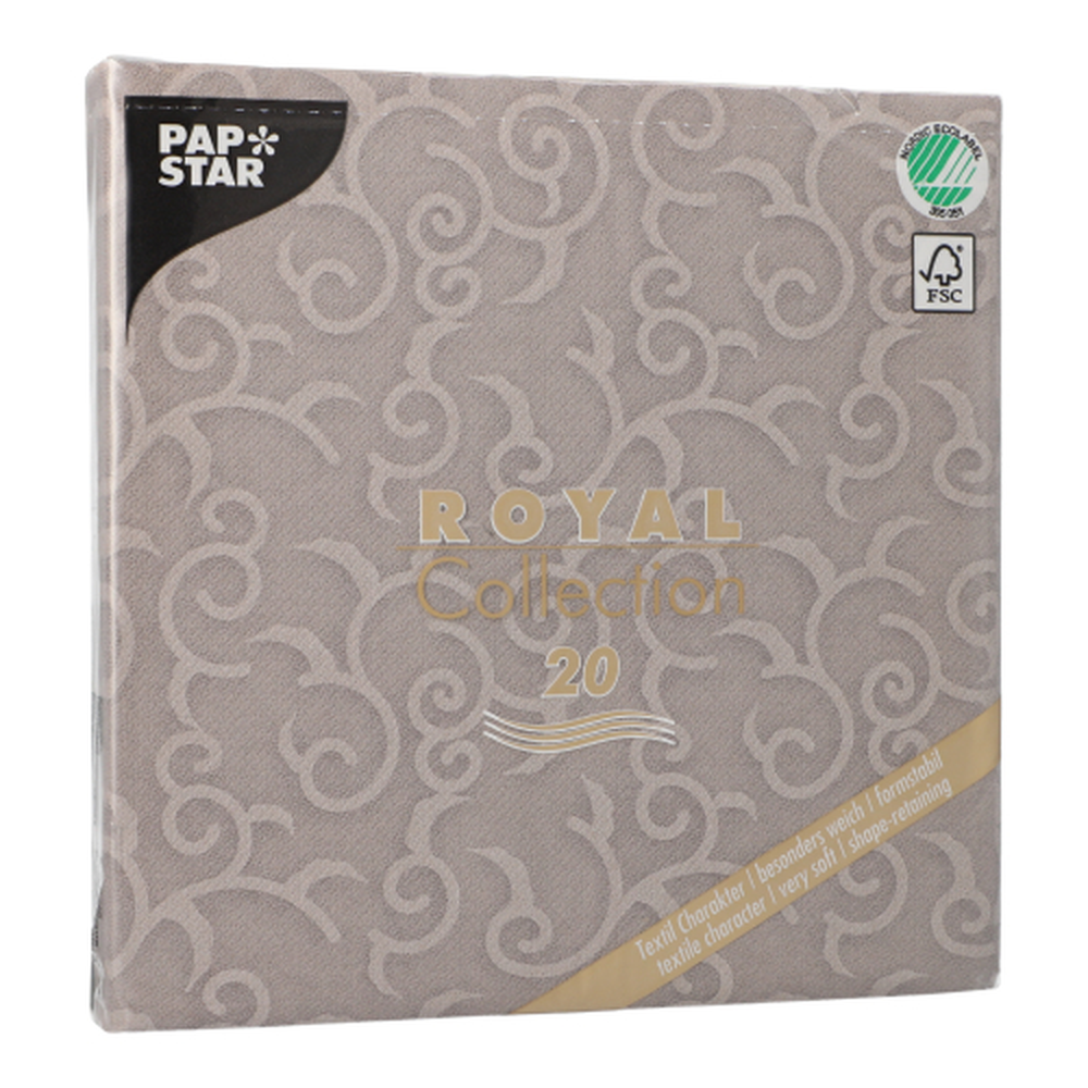 Papstar Servietten "ROYAL Collection" 1/4-Falz 40 cm x 40 cm grau "Casali"