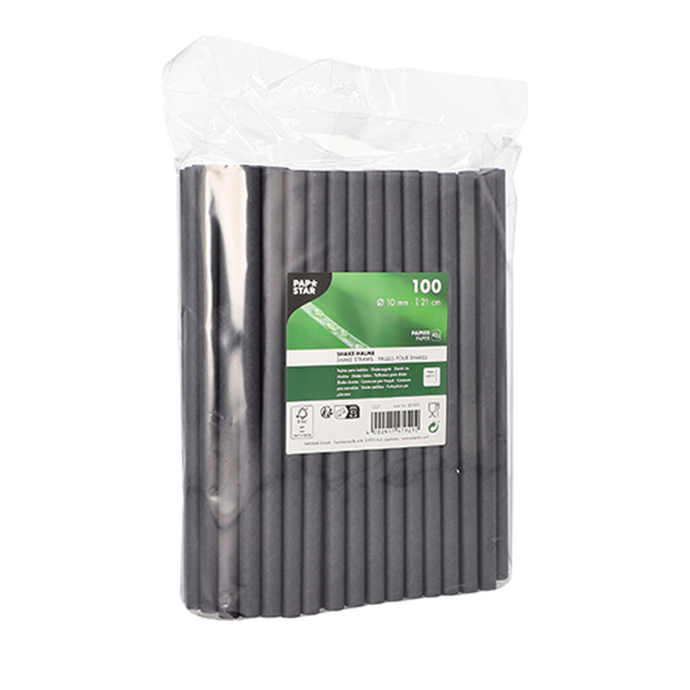 Papstar Shake-Halme Papier Ø 10 mm · 21 cm schwarz