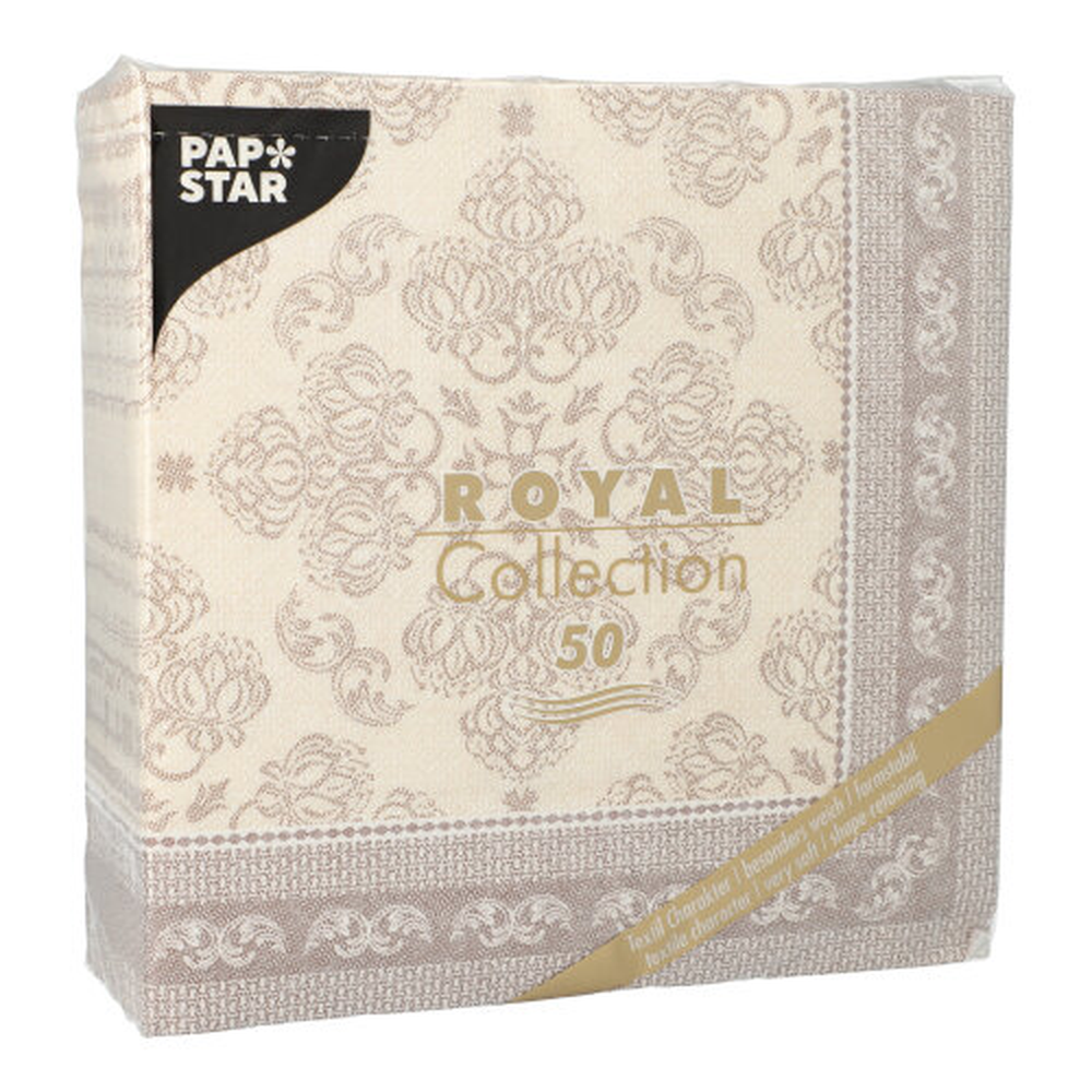 Papstar Servietten "ROYAL Collection" 1/4-Falz 40 cm x 40 cm mocca "Arabesque"