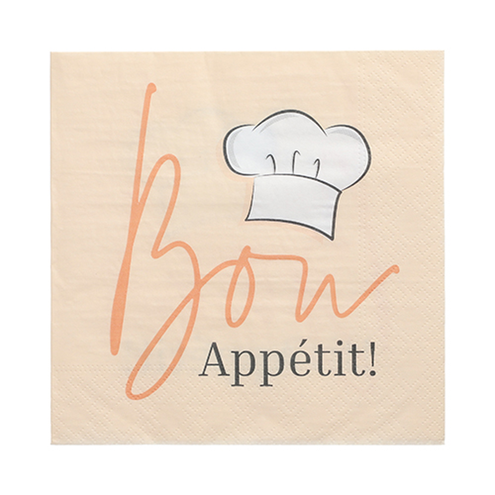 Papstar Servietten, 3-lagig 1/4-Falz 33 cm x 33 cm "Bon Appétit"