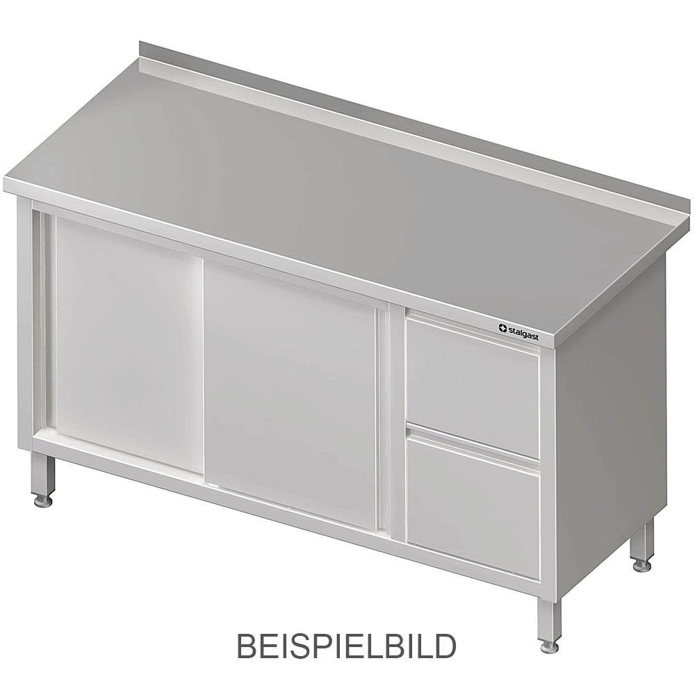 Stalgast Arbeitsschrank mit Schiebetüren, 1500x600x850 mm, mit 2er Schubladenblo