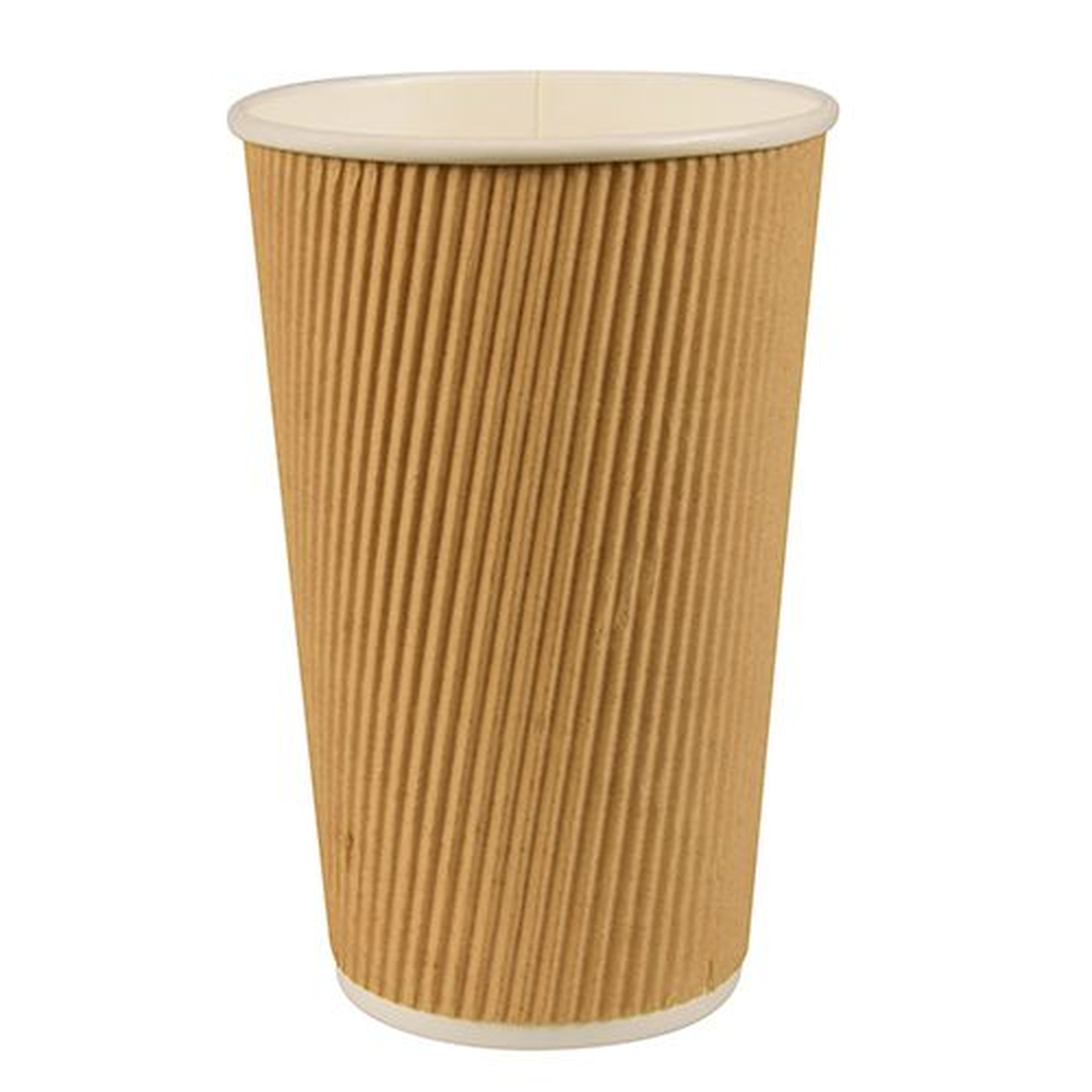 Papstar Trinkbecher, Pappe 0,4 l Ø 9 cm · 13,7 cm natur Ripple Wall