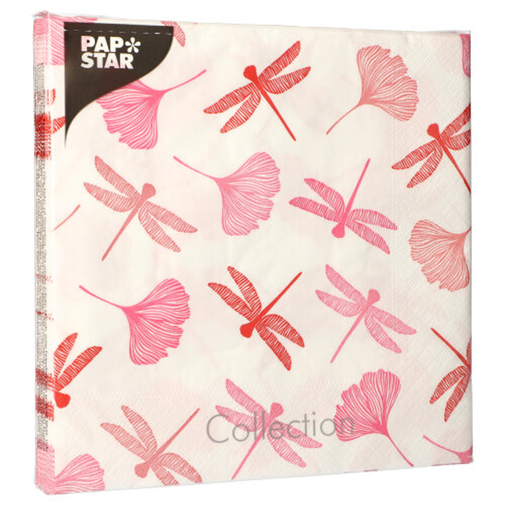 Papstar Servietten, 3-lagig 1/4-Falz 40 cm x 40 cm rose "Ginko"
