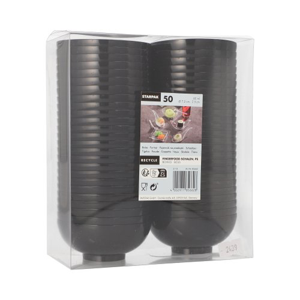 Papstar Fingerfood - Schalen, PS rund 65 ml Ø 7,2 cm · 3 cm schwarz