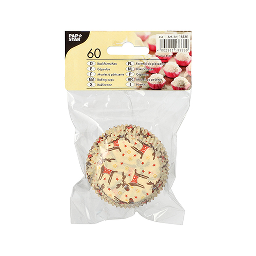 Papstar Backförmchen Ø 5 cm · 2,5 cm "Elk & Stars" sortiert