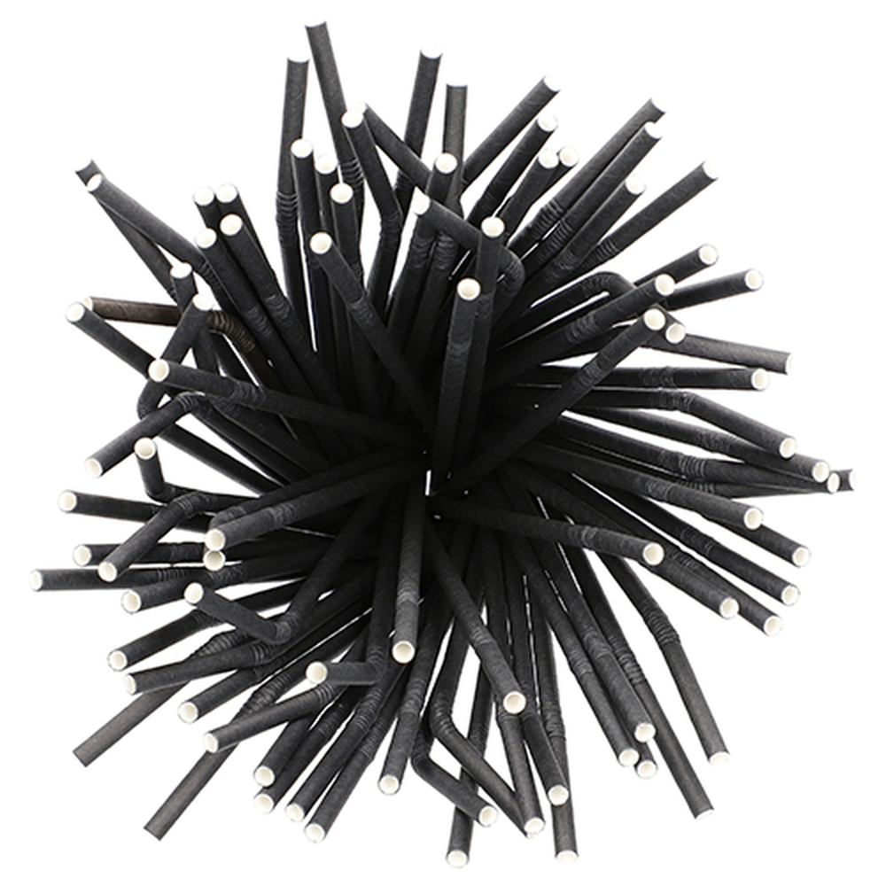 Papstar Trinkhalme, Papier Ø 6 mm · 22 cm schwarz flexibel