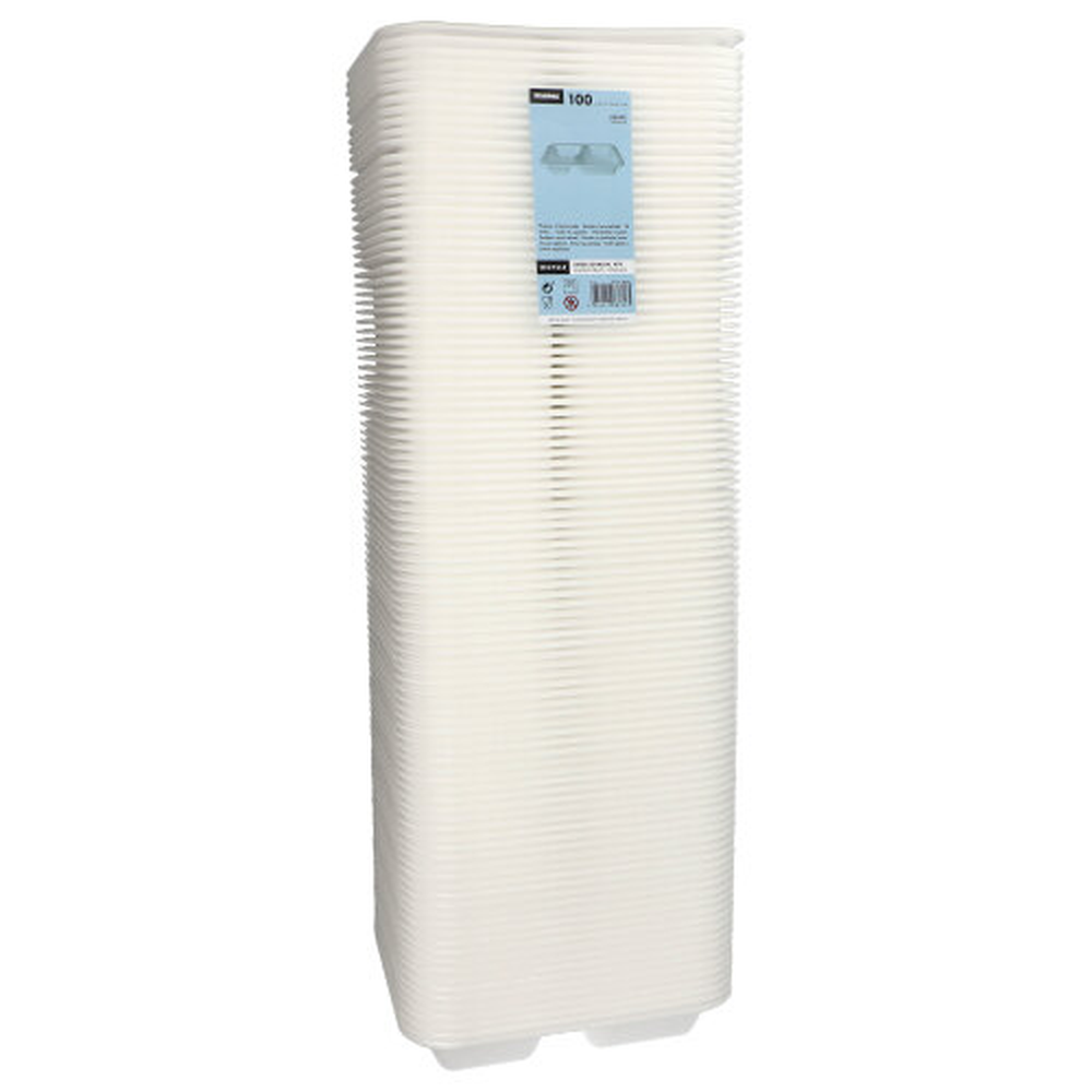 PAPSTAR Siegelschalen, XPS 2-geteilt 1000 ml 4,2 cm x 21,2 cm x 24,7 cm weis