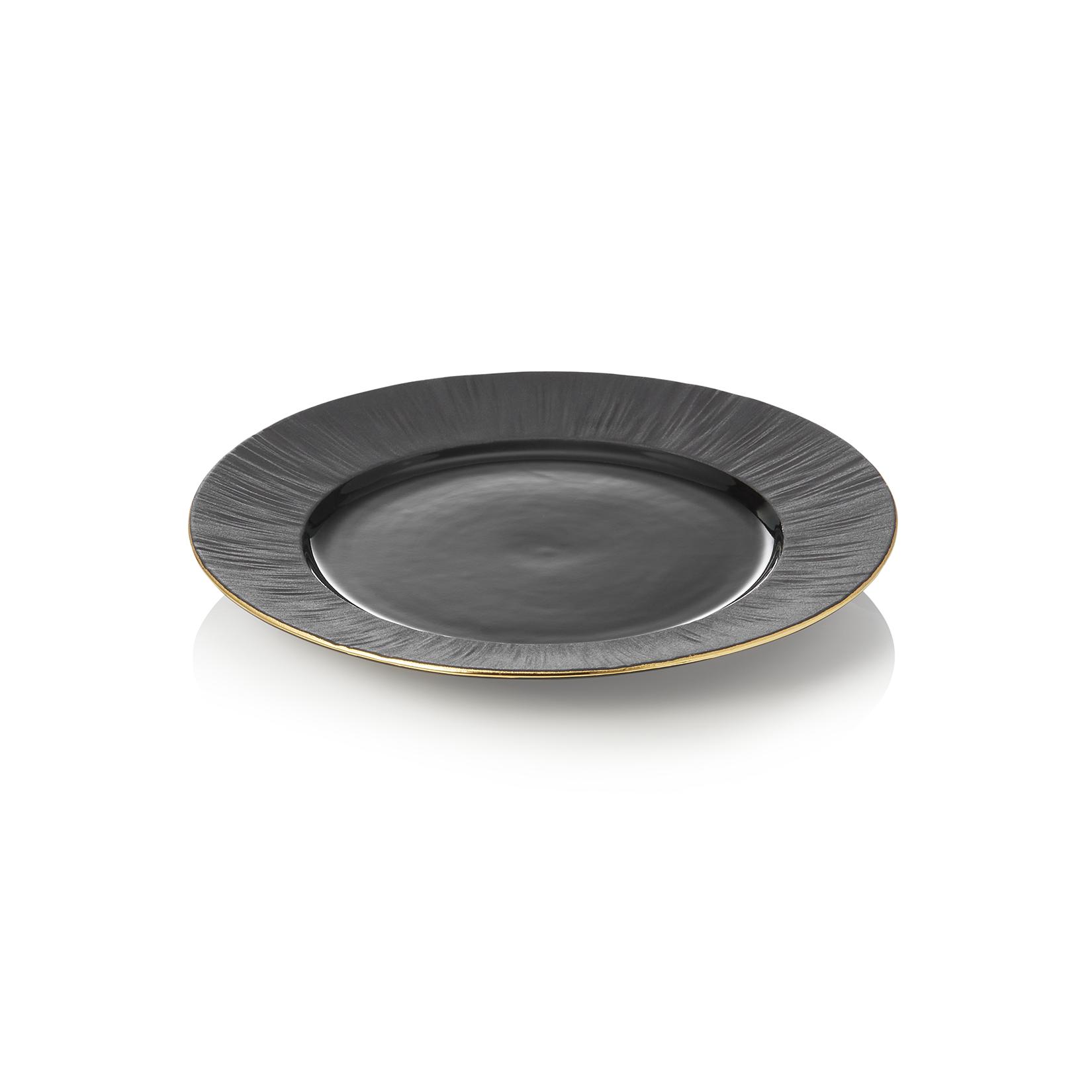 WAS Teller Set MAYA KURO, flach, Ø 22 cm, schwarz, Set á 4 Stück, Porzellan
