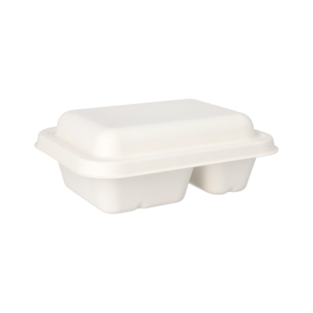 Papstar Schalen, Zuckerrohr "pure" 2-geteilt 5,6 cm x 15,3 cm x 20,3 cm weiss