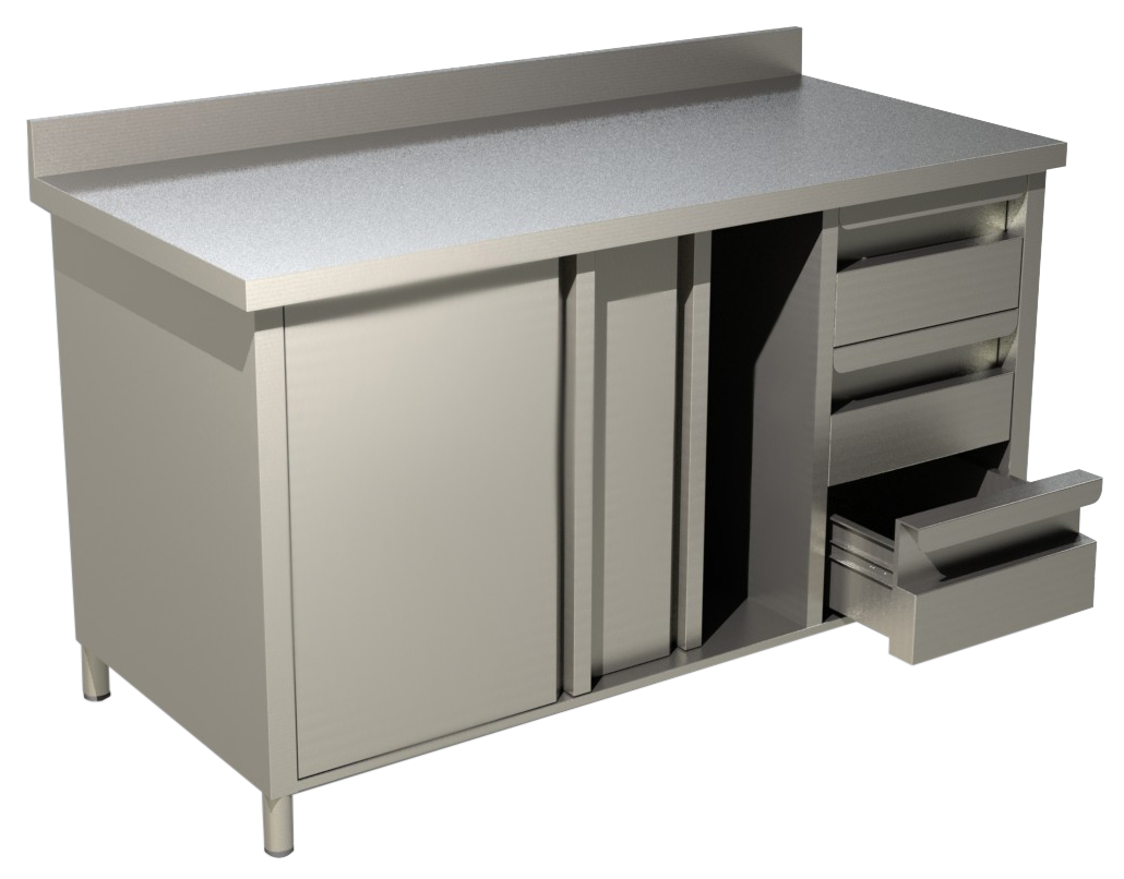 KBS Arbeitsschrank mit Schiebetüren, Schubladen und Aufkantung B 180cm x T 60cm