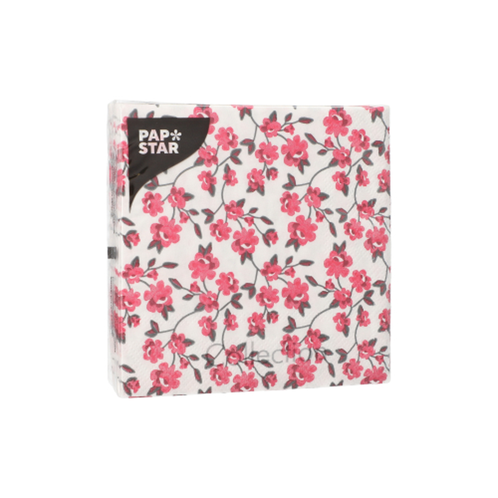 Papstar Servietten, 3-lagig 1/4-Falz 25 cm x 25 cm fuchsia "Milleflora"