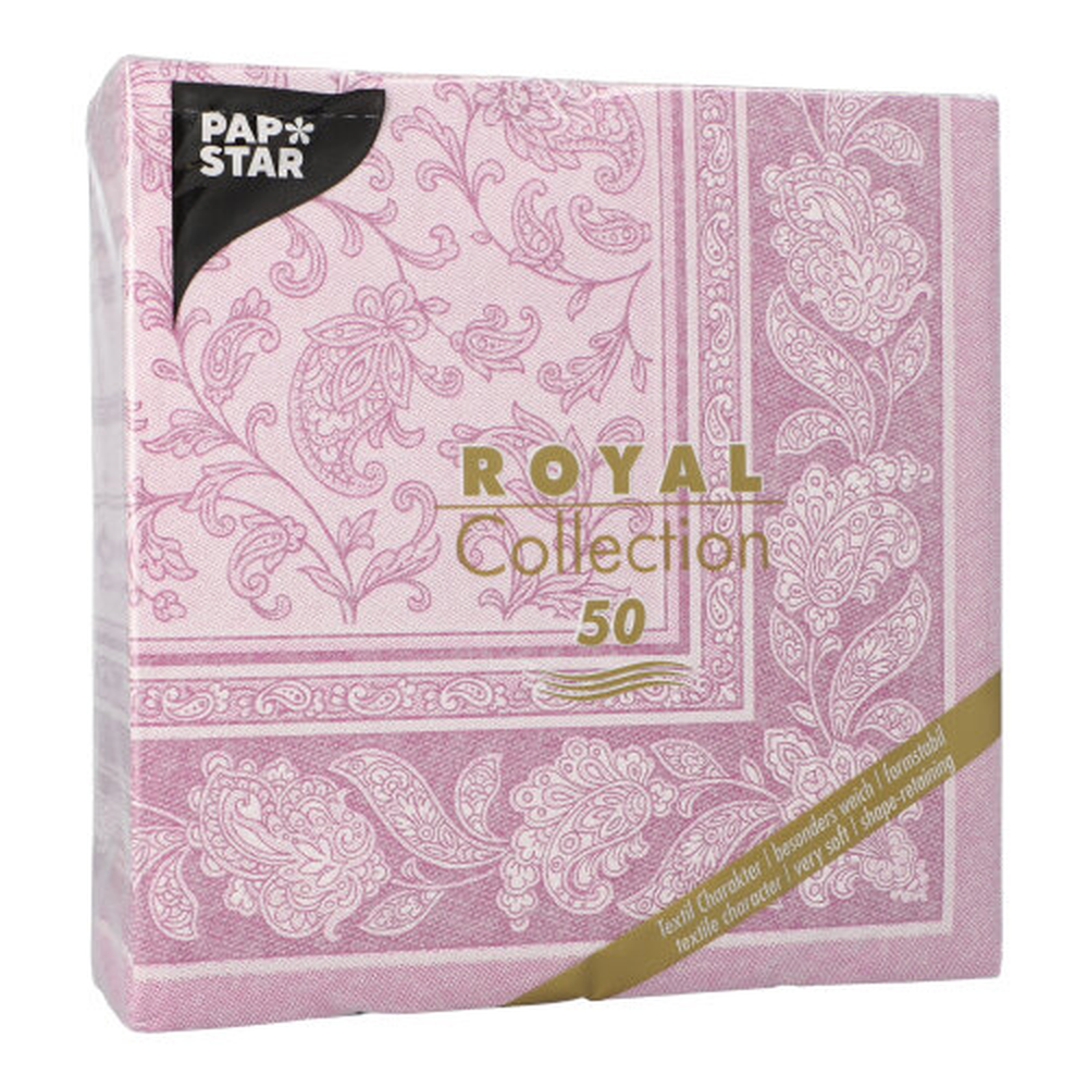 Papstar Servietten "ROYAL Collection" 1/4-Falz 40 cm x 40 cm lila "Ornaments"