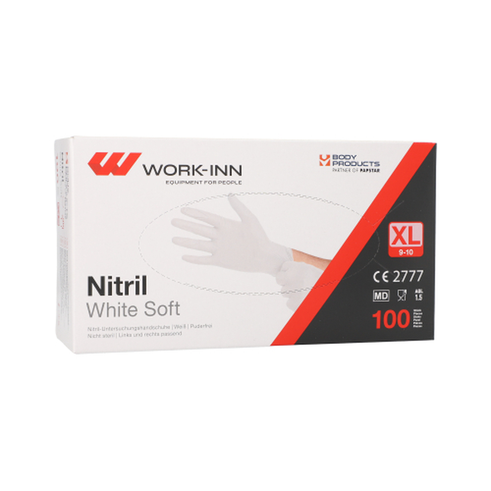 Papstar "WORK-INN/PS" Handschuhe Nitril puderfrei "White Soft" weiss Größe: XL