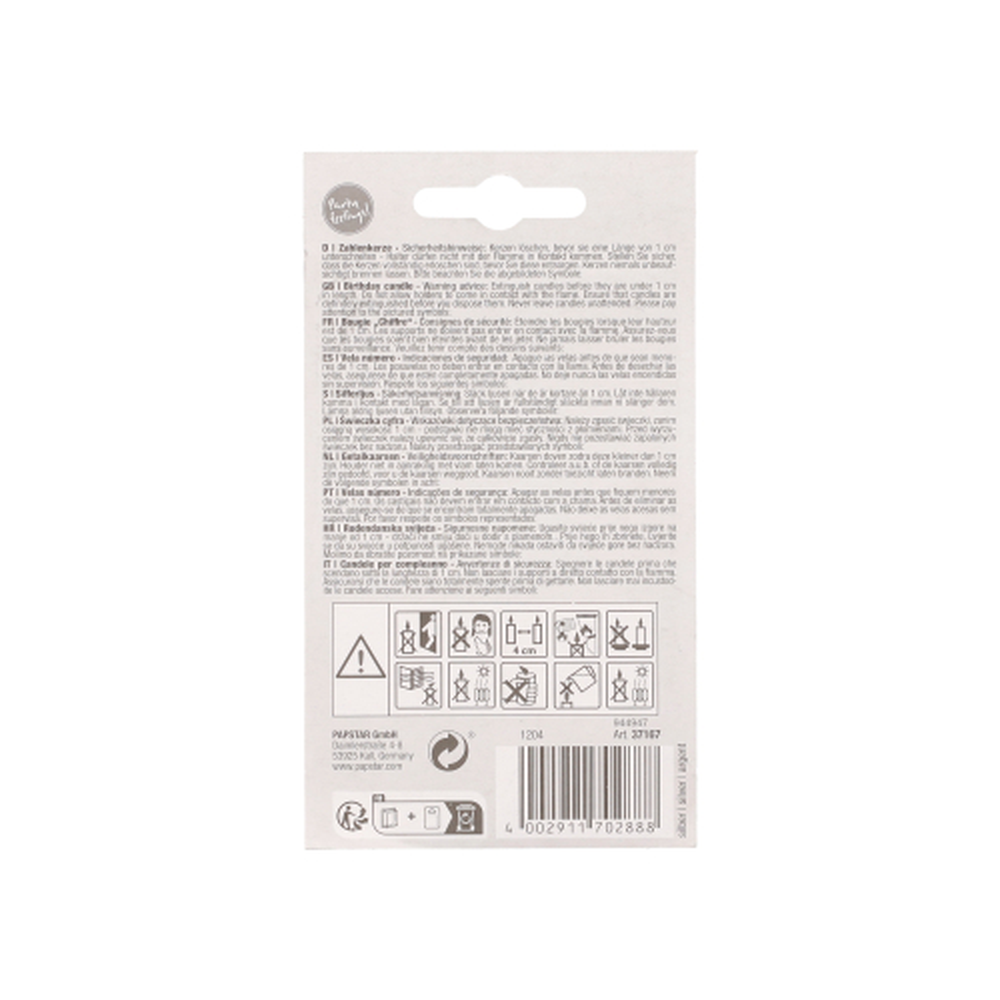 Papstar Zahlenkerze mit Halter 7 cm silber "7"