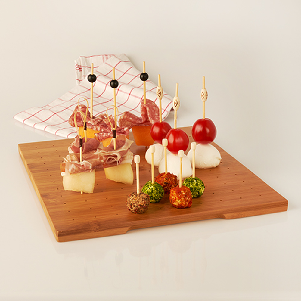 Papstar Tray für Fingerfood-Picker, Bambus "pure" 25 cm x 30 cm