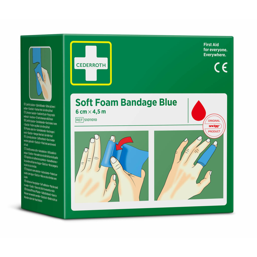 Papstar "Cederroth" Soft Foam Bandage 4,5 m x 6 cm blau , Refill
