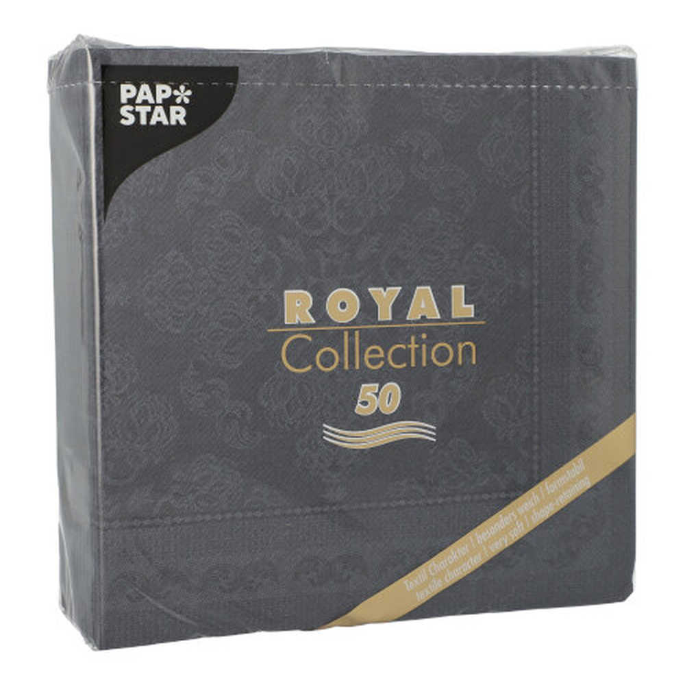 Papstar Servietten "ROYAL Collection" 1/4-Falz 40 cm x 40 cm schwarz "Arabesque"