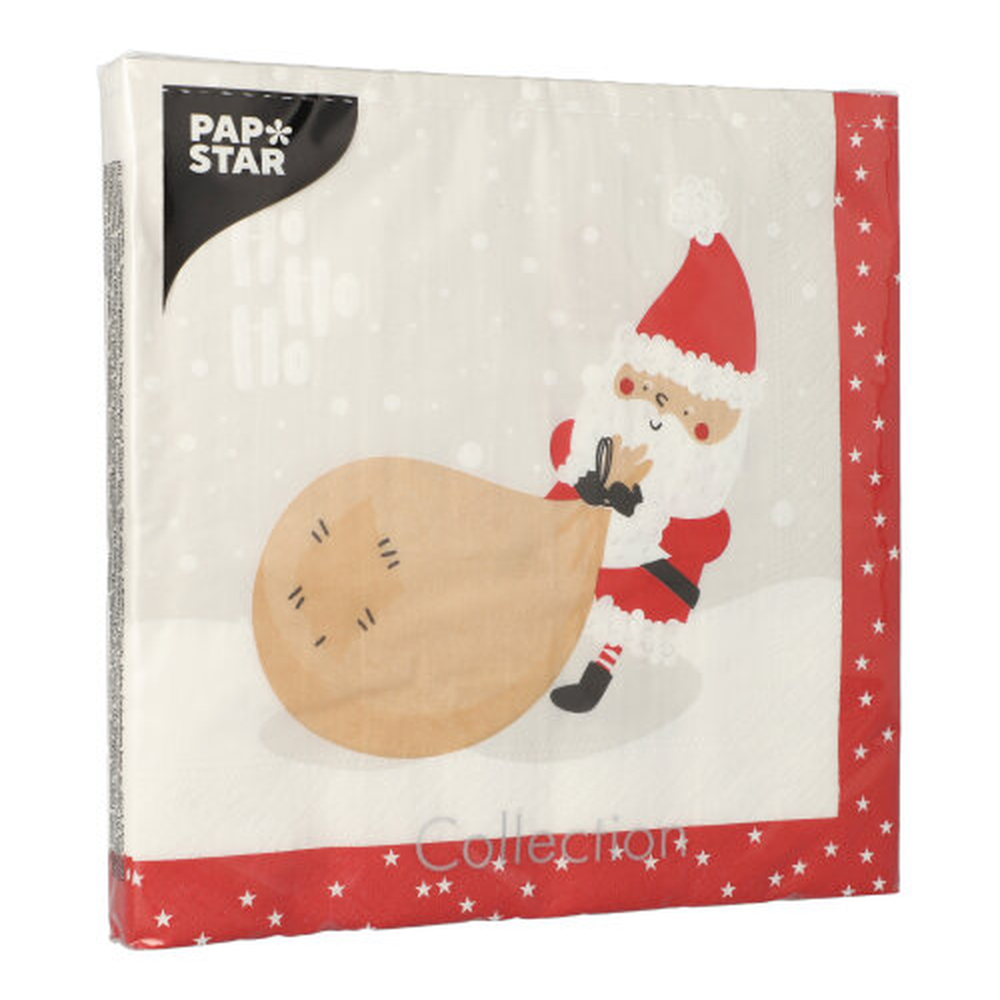 Papstar Servietten, 3-lagig 1/4-Falz 40 cm x 40 cm "Lutins de Noel"