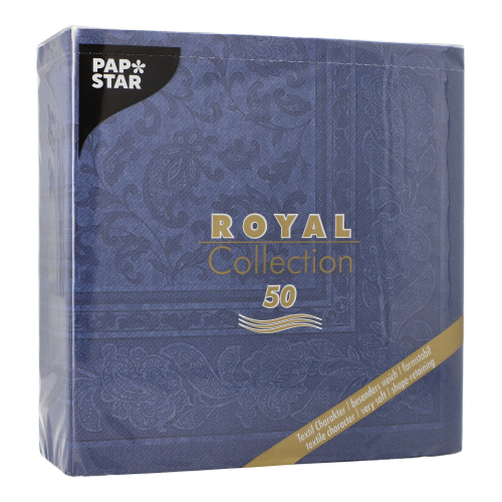 PAPSTAR Servietten ROYAL Collection 1/4-Falz 40 cm x 40 cm dunkelblau Orn
