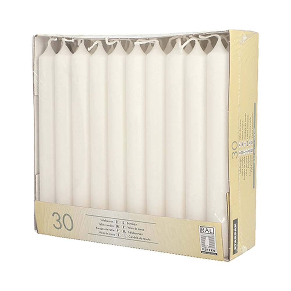 Papstar Tafelkerzen Ø 2,1 cm · 19,6 cm weiss