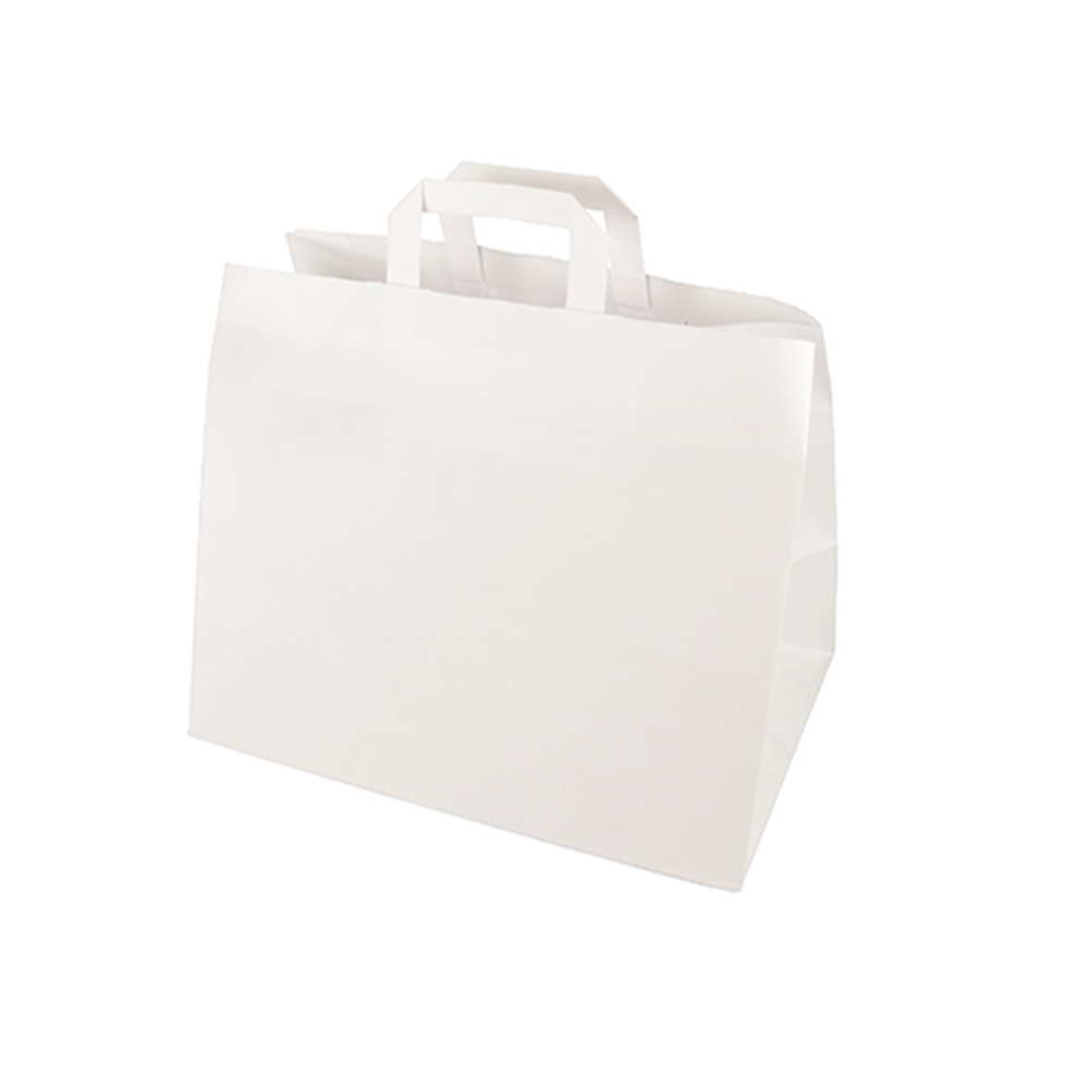 Papstar Tragetaschen, Papier 27 cm x 32 cm x 21,5 cm weiss mit Tragegriff
