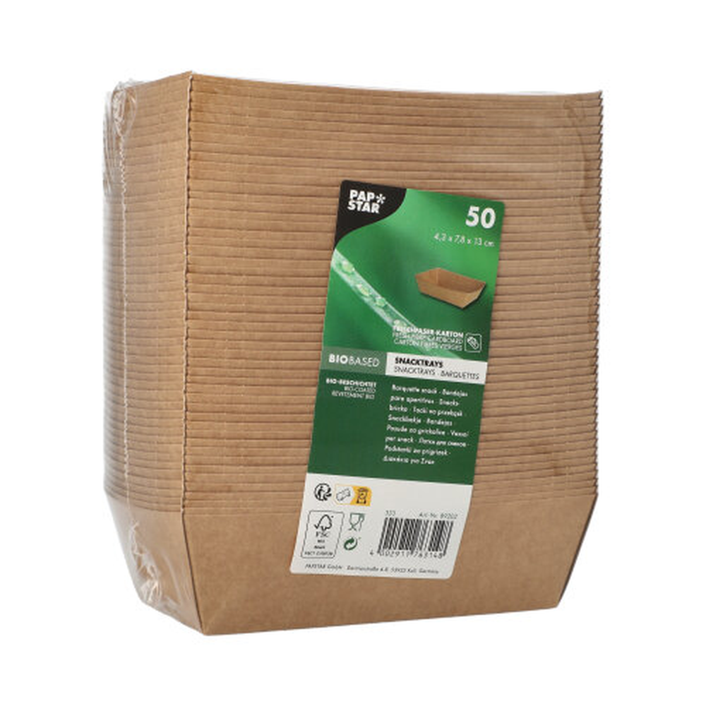 Papstar Snacktrays, Pappe "pure" 4,3 cm x 13 cm x 7,8 cm braun