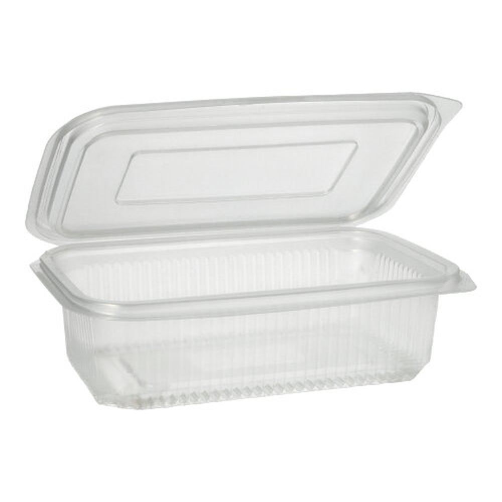 PAPSTAR Verpackungsbecher mit Klappdeckeln, PP rechteckig 750 ml 5,3 cm x 13