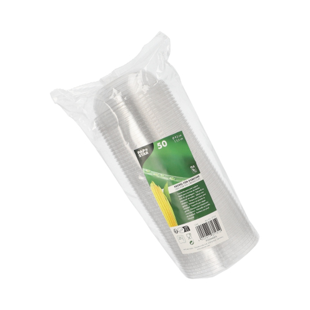 Papstar Deckel für Eisbecher PLA rund Ø 9,2 cm · 3,5 cm