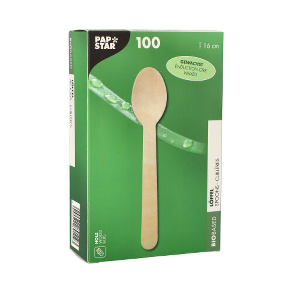 Papstar Löffel Holz, gewachst 16 cm