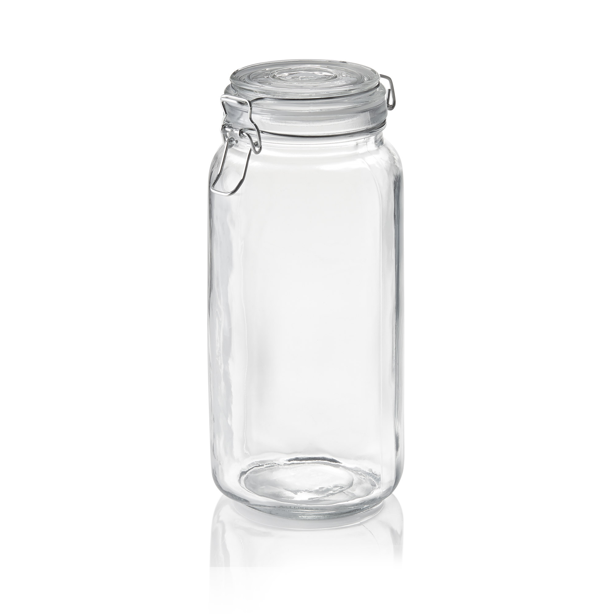 WAS Vorratsglas, 2 ltr., Ø 9 cm, Höhe 26 cm, Glas, Edelstahl, Silikon