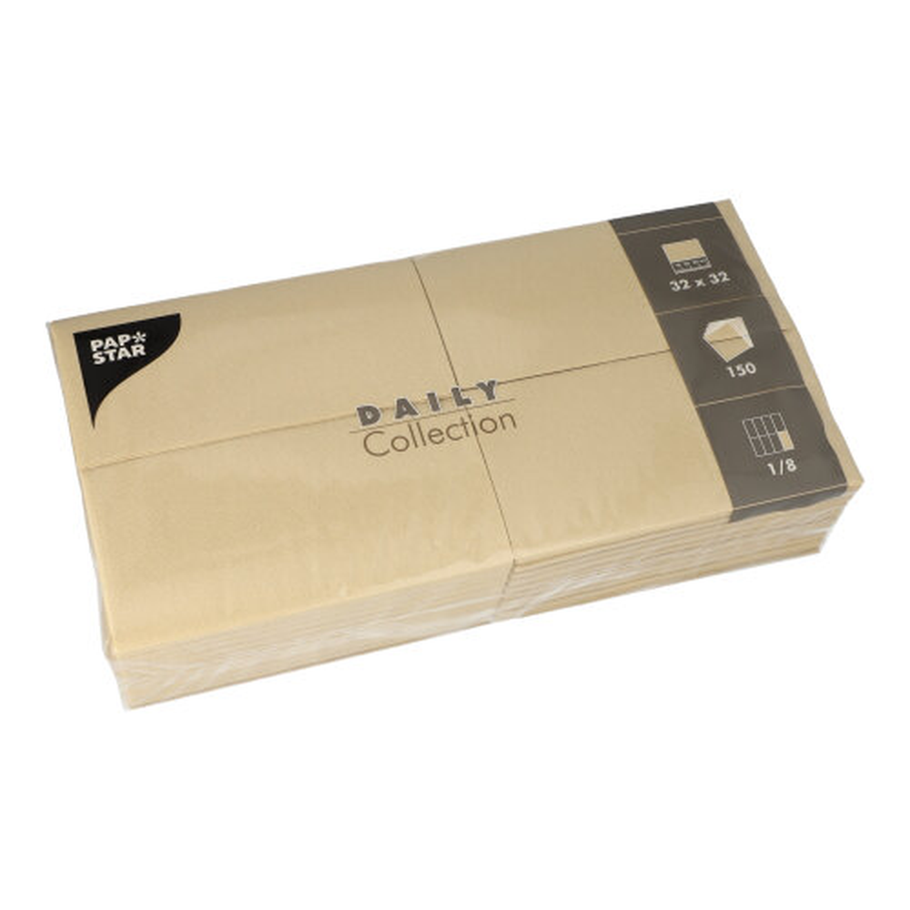 Papstar Servietten "DAILY Collection" 1/8-Falz 32 cm x 32 cm sand