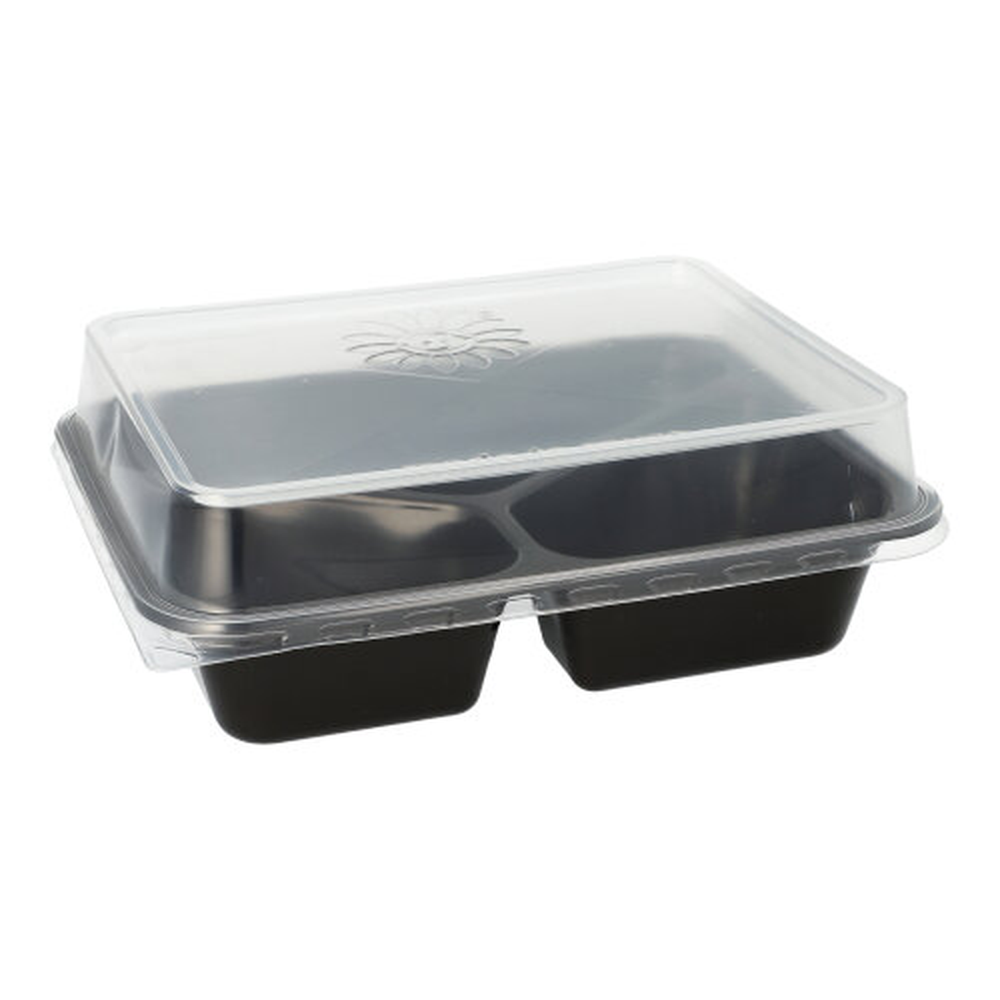 Papstar Mehrweg-Menüschalen PP 3-geteilt 4,5 cm x 22,7 cm x 17,8 cm schwarz