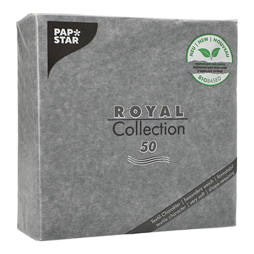 PAPSTAR Servietten ROYAL Collection 1/4-Falz 40 cm x 40 cm schwarz in Papie