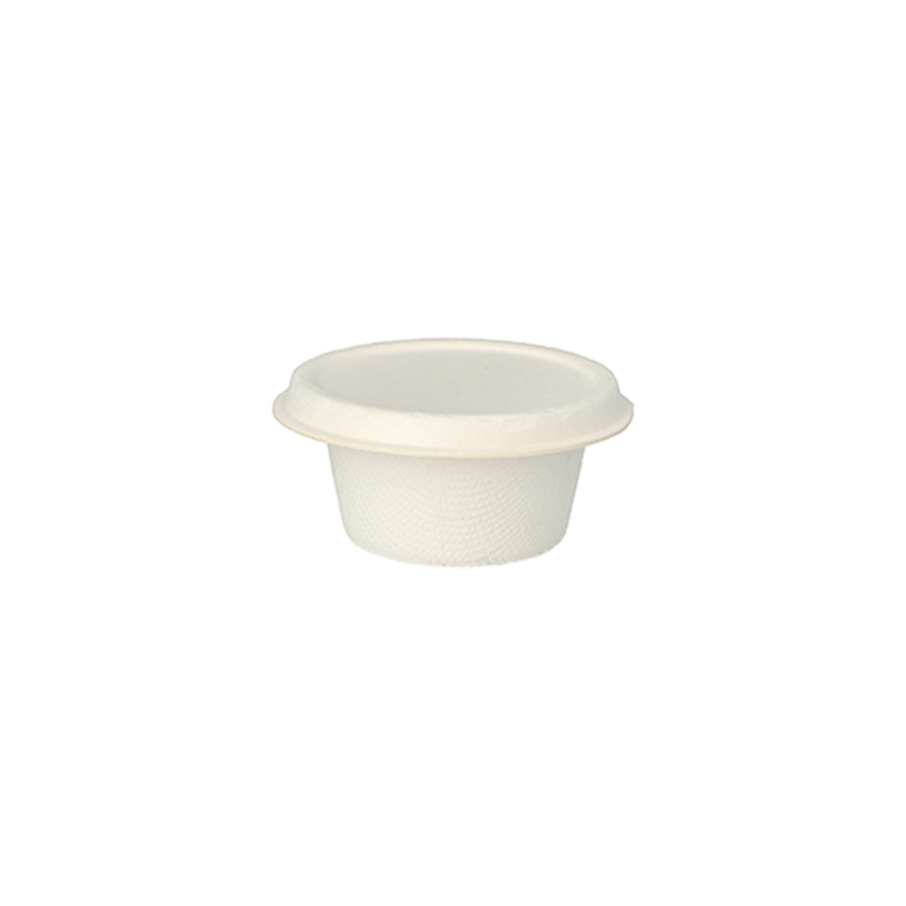 Papstar Deckel für Dressingschalen Zuckerrohr "pure" rund Ø 6 cm weiss