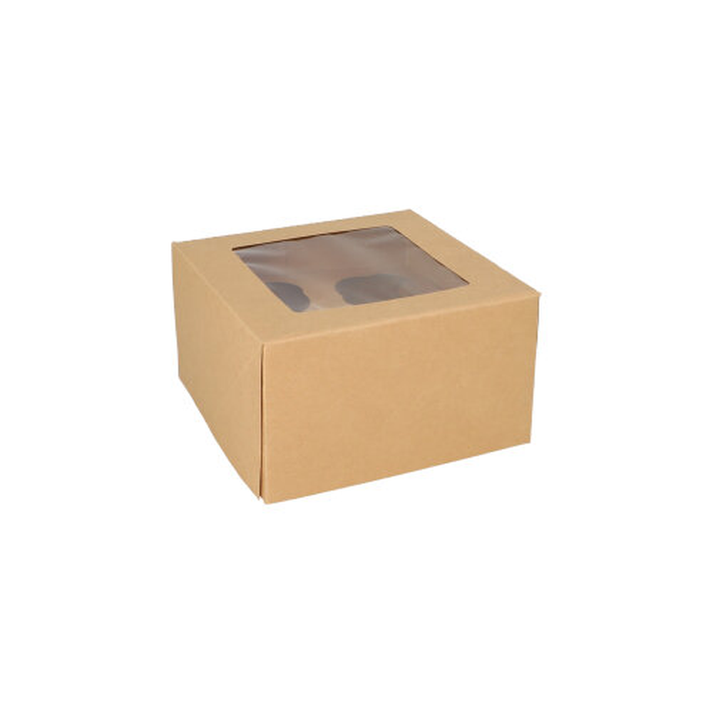 Papstar Cupcake-Kartons eckig 10 cm x 17,5 cm x 17,5 cm mit Sichtfenster aus PLA