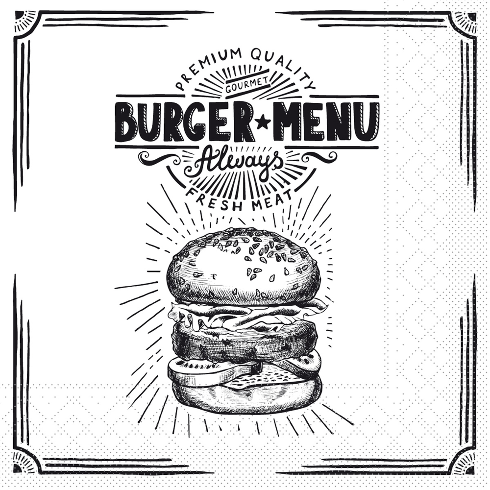 Mank Serviette Burger Menu 33 x 33 cm 1/4 Falz