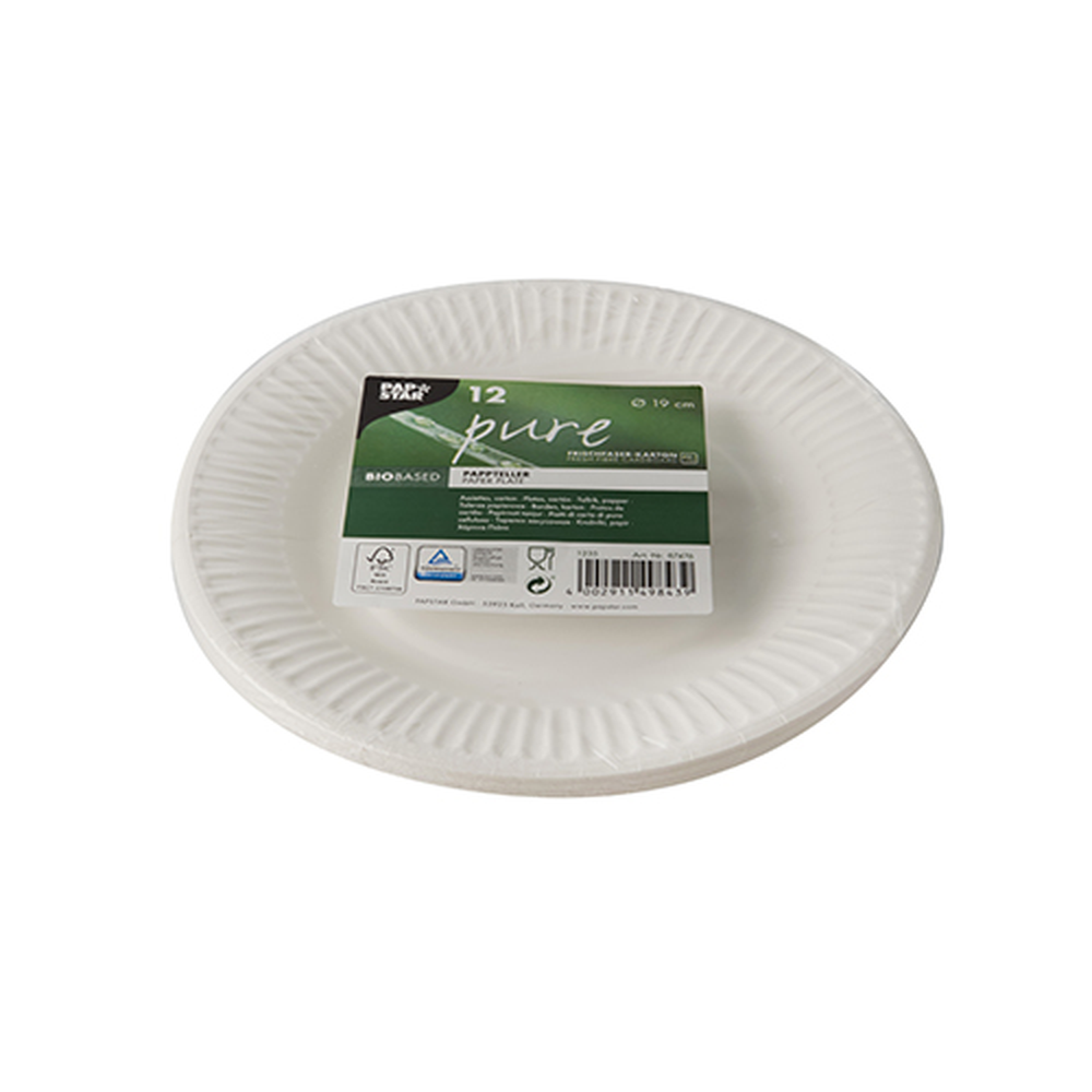 Papstar Teller, Pappe "pure" rund Ø 19 cm weiss